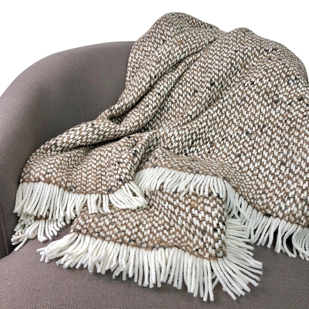 Handmade Alpaca Throw in Chunky Camel Weave - Image 4