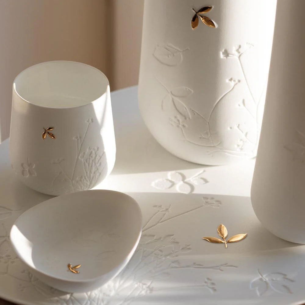 Rader Porcelain Stories Leaf Vases and Decorative Tray Set of 3 - Image 2