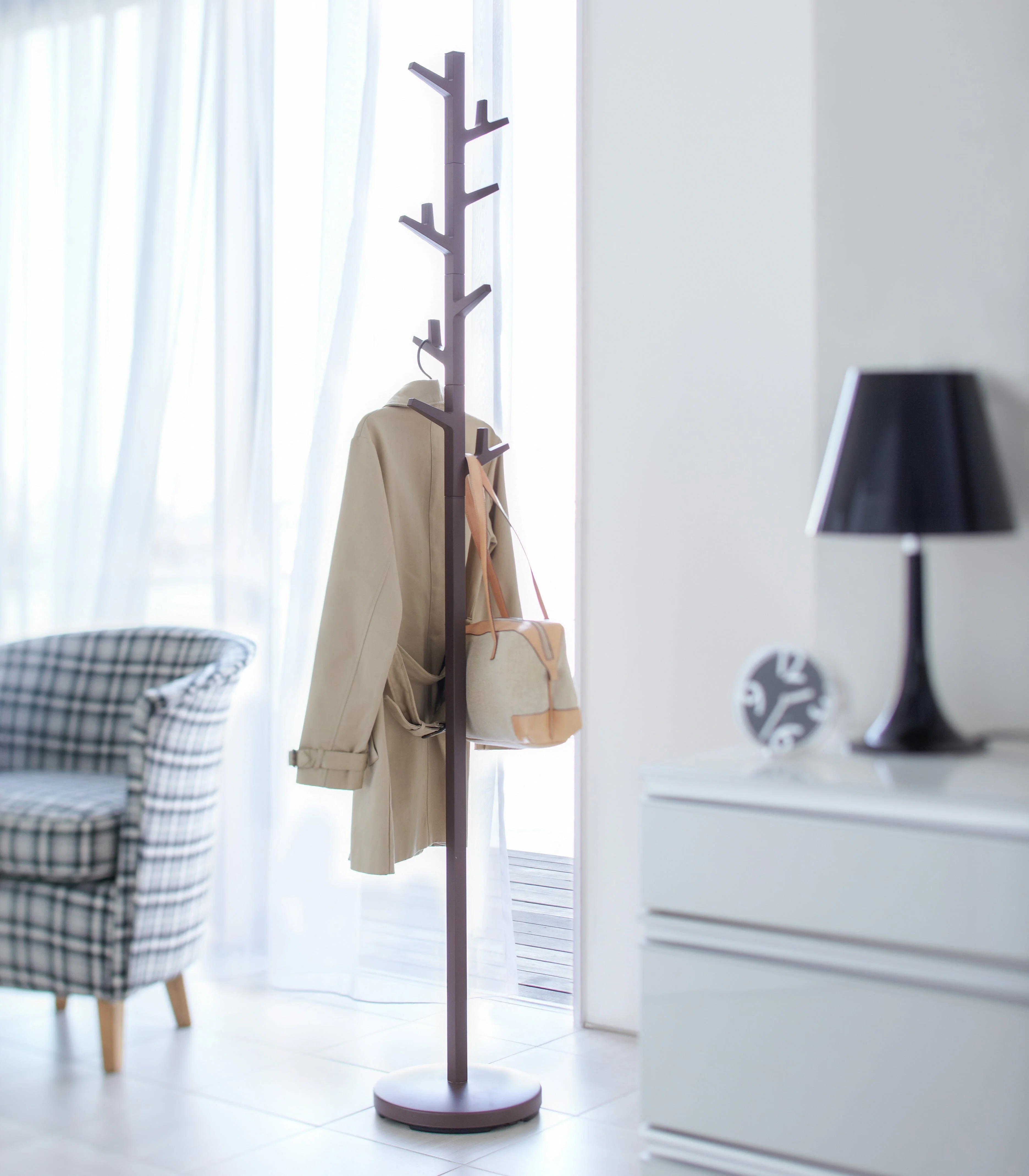 Yamazaki 69" Steel Coat Rack with Rotating Branches - Image 7