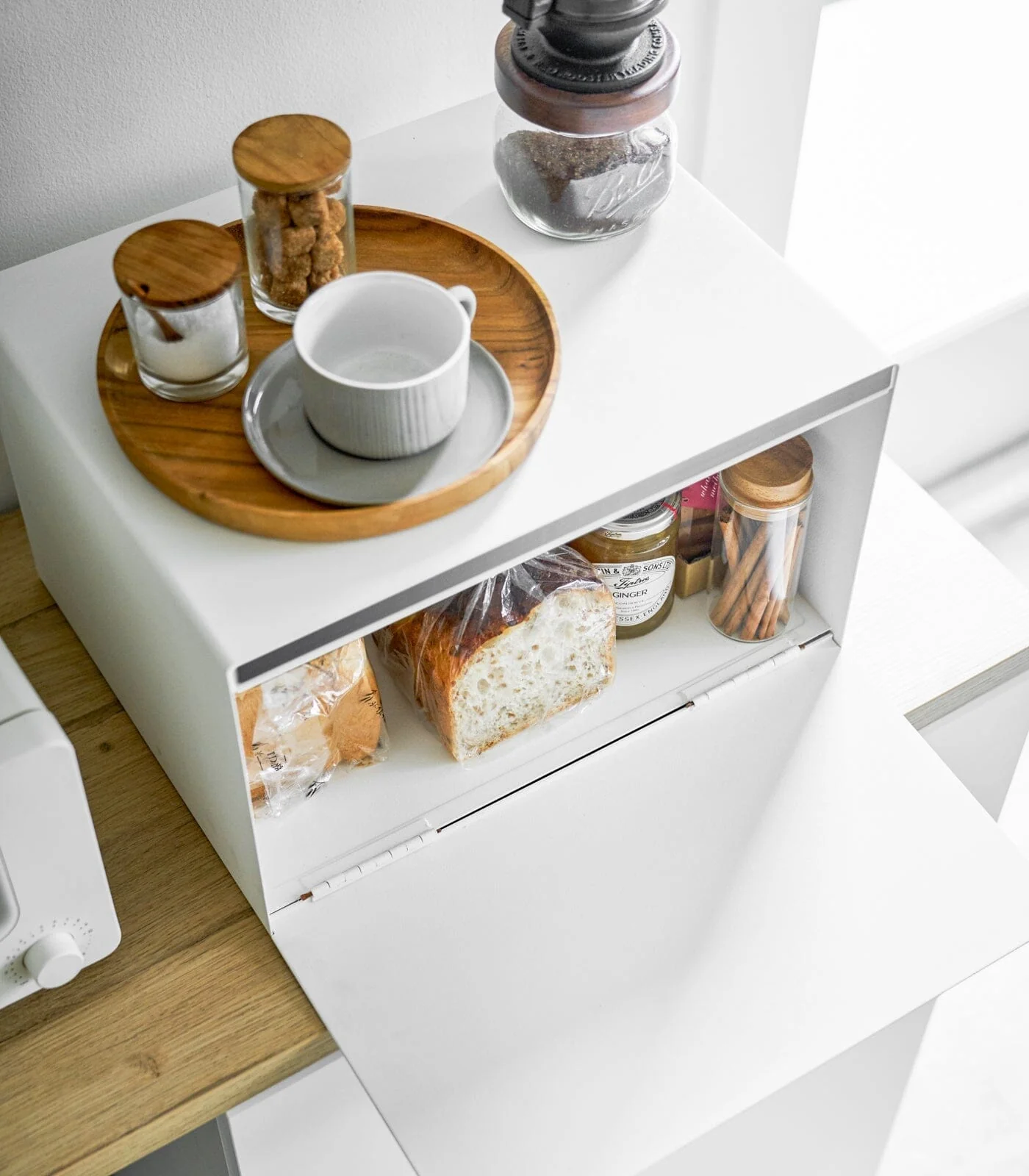 Yamazaki Steel Bread Box With Wooden Handle - Image 4